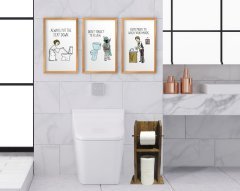 BK Home Doğal Masif Ahşap Tuvalet Kağıtlığı ve Dekoratif 3’lü Retro Ahşap Tablo-9