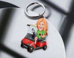 BK Gift Kişiye Özel Golf Oyuncusu Karikatürlü Ahşap Anahtarlık-5 Sevgiliye Hediye, Arkadaşa Hediye, Doğum Günü Hediyesi