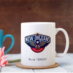 Kişiye Özel NBA New Orleans Pelicans Beyaz Kupa Bardak