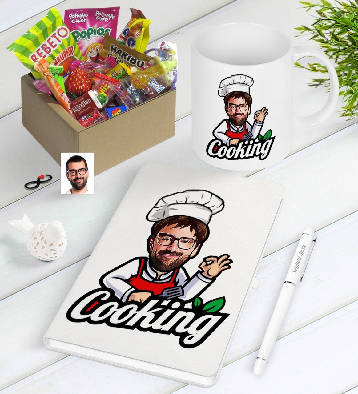 Kişiye Özel Bay Chef Karikatürlü Nostaljik Lezzetler Defter Kalem Kupa Hediye Seti-14