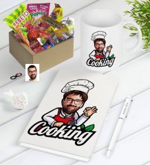 Kişiye Özel Bay Chef Karikatürlü Nostaljik Lezzetler Defter Kalem Kupa Hediye Seti-14
