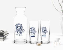 Kişiye Özel Renkli Baskılı Aslan Sütü Tasarımlı İkili Rakı Bardağı ve Karaf Hediye Seti-1