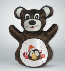 BK Gift Sevimli Penguen Tasarımlı Kahverengi Ayıcık Yastık-1