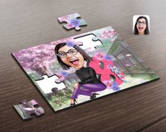 Kişiye Özel Kadınlar Günü Karikatürlü Ahşap Puzzle-1