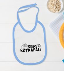 BK Kids Bravo Kotkafali Tasarımlı Mavi Bebek Body Zıbın ve Mama Önlüğü Hediye Seti-1