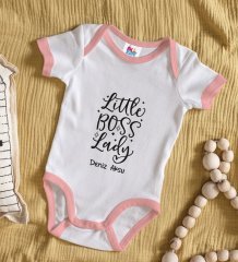 BK Kids Kişiye Özel Pembe Bebek Body Zıbın - Model 6