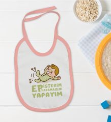 BK Kids Ep İsterim Tasarımlı Pembe Bebek Mama Önlüğü-2