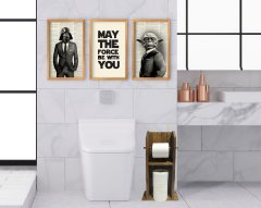 BK Home Doğal Masif Ahşap Tuvalet Kağıtlığı ve Dekoratif 3’lü Retro Ahşap Tablo-8