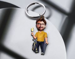 BK Gift Kişiye Özel Golf Oyuncusu Karikatürlü Ahşap Anahtarlık-4 Sevgiliye Hediye, Arkadaşa Hediye, Doğum Günü Hediyesi