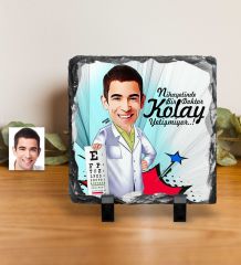 Kişiye Özel Bay Göz Doktoru Karikatürlü Dekoratif Doğal Taş - 1