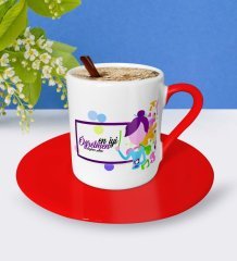 Kişiye Özel En İyi Öğretmen Kırmızı Türk Kahvesi Fincanı - 2