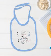 BK Kids Cuties Tasarımlı Mavi Bebek Body Zıbın ve Mama Önlüğü Hediye Seti-1