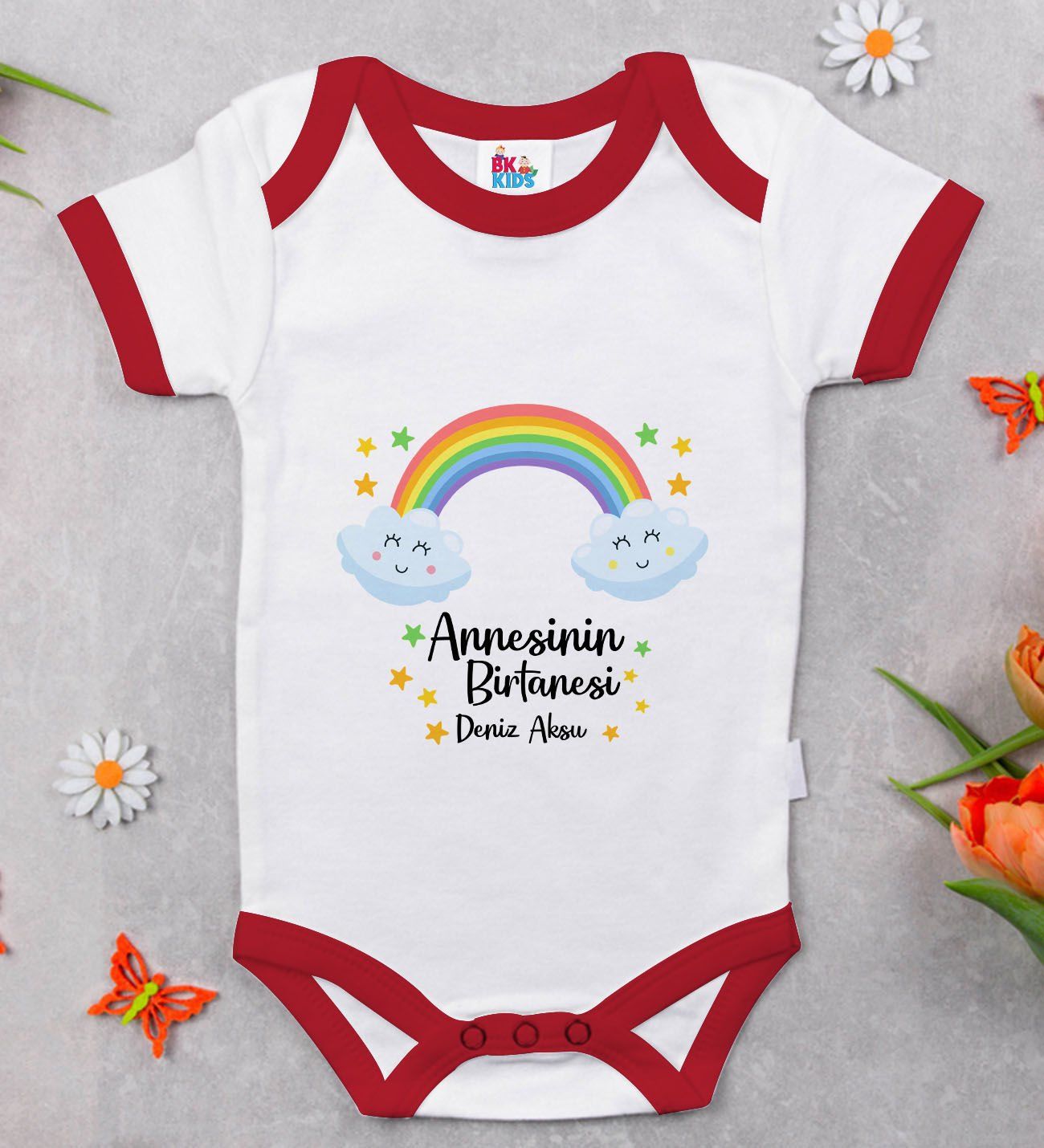 BK Kids Kişiye Özel Annesinin Bir Tanesi Tasarımlı Kırmızı Bebek Body Zıbın-1