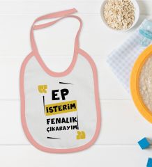 BK Kids Ep İsterim Tasarımlı Pembe Bebek Mama Önlüğü-1