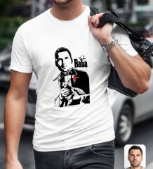 Kişiye Özel Godfather Baba Tasarımlı Beyaz T-Shirt-4