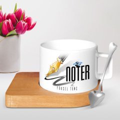 Kişiye Özel Mesleki Noter Ahşap Altlıklı Seramik Fincan