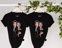 BK Gift Kişiye Özel Sevgililer Karikatürlü İkili Siyah T-shirt Seti, Sevgililer Hediye, Çift Hediyesi, Yıl Dönümü Hediyesi, Kişiye Özel Tişört-11