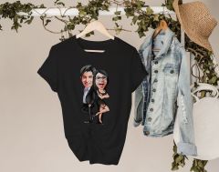 BK Gift Kişiye Özel Sevgililer Karikatürlü İkili Siyah T-shirt Seti, Sevgililer Hediye, Çift Hediyesi, Yıl Dönümü Hediyesi, Kişiye Özel Tişört-11