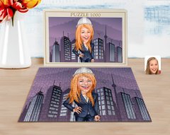 Kişiye Özel Kadın Mühendis Karikatürlü 1000 Parça Profesyonel Puzzle-1
