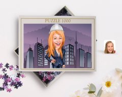 Kişiye Özel Kadın Mühendis Karikatürlü 1000 Parça Profesyonel Puzzle-1
