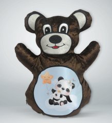 BK Gift Sevimli Pandalar Tasarımlı Kahverengi Ayıcık Yastık-4
