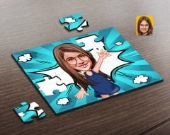 Kişiye Özel Kız Çocuk Karikatürlü Ahşap Puzzle-4