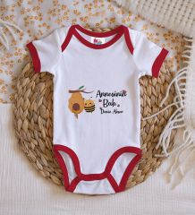 BK Kids Kişiye Özel Annesinin Balı Tasarımlı Kırmızı Bebek Body Zıbın-1