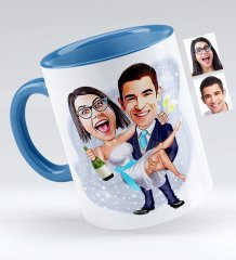 Kişiye Özel Evleniyoruz Karikatür Kupa Bardak - 4