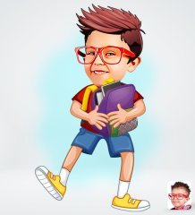 Kişiye Özel Erkek Öğrenci Tasarımlı Dijital Karikatür-3