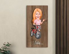 BK Gift Kişiye Özel Bisiklet Sürücüsü Karikatürlü Kabartma Figürlü Ahşap Tablo-5, Arkadaşa Hediye, Sevgiliye Hediye, Duvar Dekoru