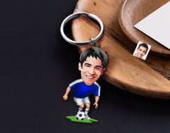 BK Gift Kişiye Özel Futbolcu Karikatürlü Ahşap Anahtarlık-11 Sevgiliye Hediye, Arkadaşa Hediye, Doğum Günü Hediyesi