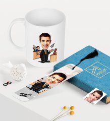 Kişiye Özel Bay Avukat Karikatürlü Kupa ve Kitap Ayracı Seti - 3