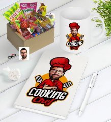 Kişiye Özel Bay Chef Karikatürlü Nostaljik Lezzetler Defter Kalem Kupa Hediye Seti-11