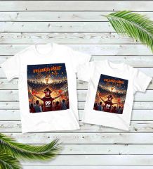 BK Gift Kişiye Özel 2’li Baba-Kız Sarı Kırmızı Evladıma Miras Bu Sevda Kombin Tişört Seti-1, Doğum Günü Hediyesi, Taraftar Hediyesi