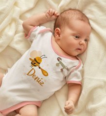 BK Kids Kişiye Özel İsimli Pembe Bebek Body Zıbın ve Kız Bebek İğnesi Hediye Seti-35