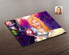 Kişiye Özel Kadın Youtuber Karikatürlü Ahşap Puzzle-2