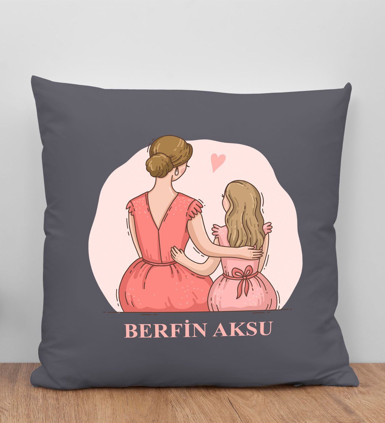 BK Gift Kişiye Özel İsimli Anneler Günü Tasarımlı Antrasit Kırlent Yastık, Anneye Hediye, Ev Dekorasyonu, Anneler Günü Hediyesi-5