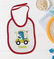 BK Kids Kişiye Özel İsimli Kırmızı Bebek Mama Önlüğü-37