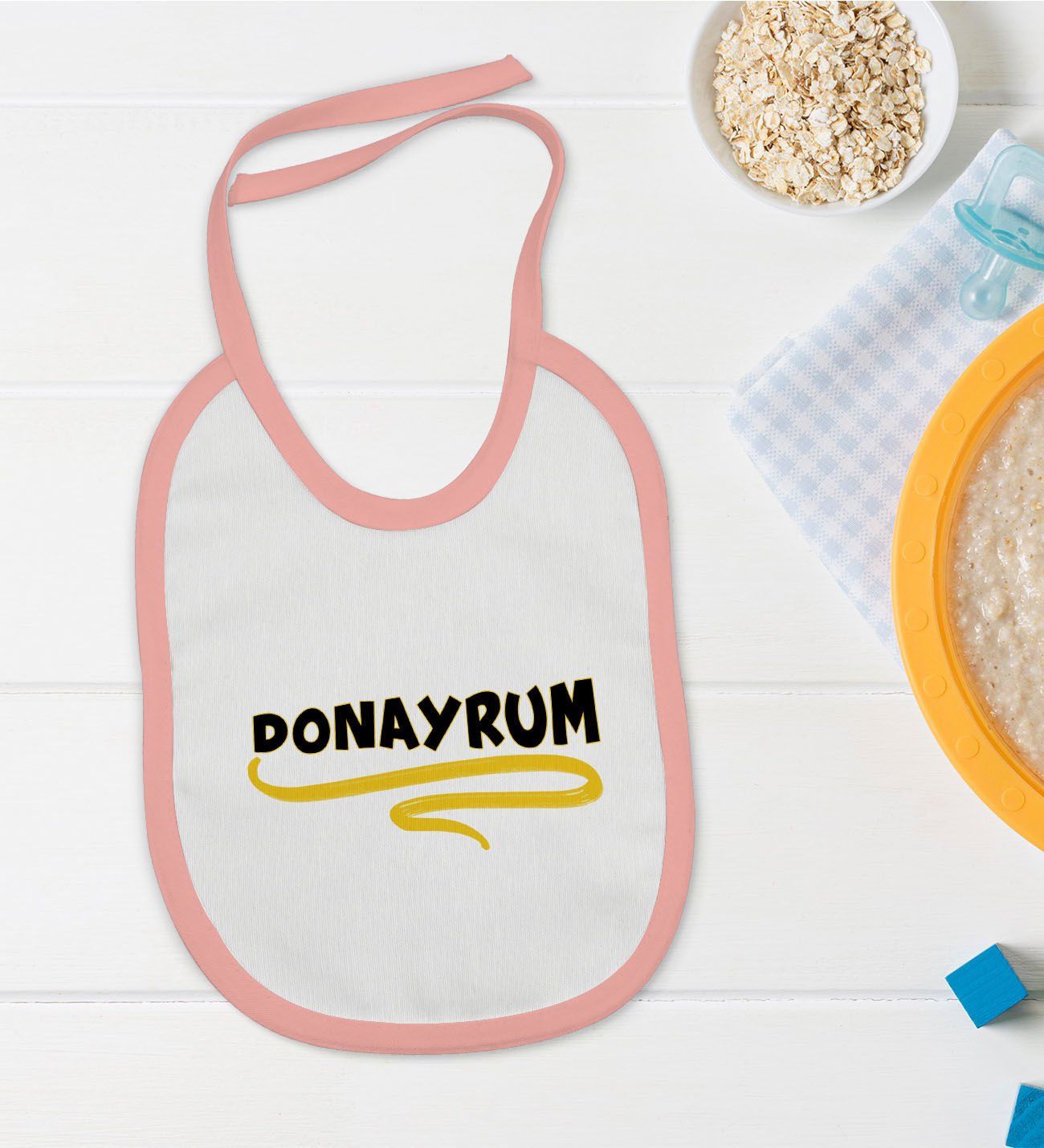 BK Kids Donayrum Tasarımlı Pembe Bebek Mama Önlüğü-1
