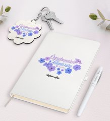 Kişiye Özel Öğretmenler Gününüz Kutlu Olsun Beyaz Defter Kalem ve Anahtarlık Hediye Seti-3