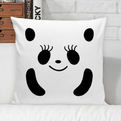 Kişiye Özel Bayan Panda Beyaz Yastık Kılıfı