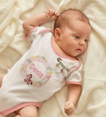 BK Kids Kişiye Özel İsimli Pembe Bebek Body Zıbın ve Kız Bebek İğnesi Hediye Seti-24