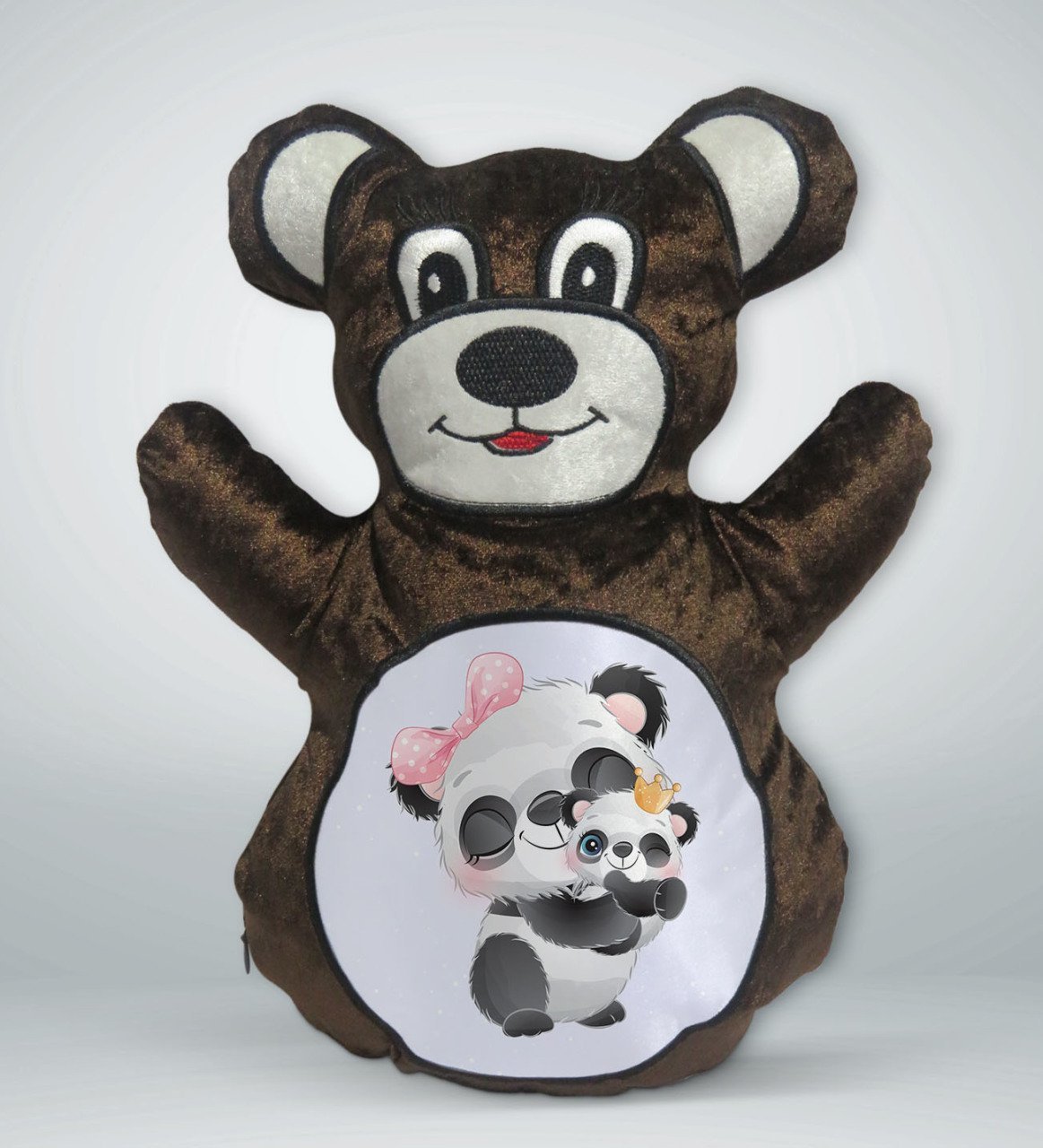 BK Gift Sevimli Pandalar Tasarımlı Kahverengi Ayıcık Yastık-2