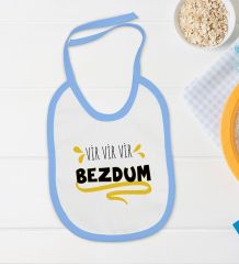 BK Kids Bezdum Tasarımlı Mavi Bebek Body Zıbın ve Mama Önlüğü Hediye Seti-5