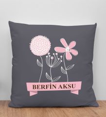 BK Gift Kişiye Özel İsimli Anneler Günü Tasarımlı Antrasit Kırlent Yastık, Anneye Hediye, Ev Dekorasyonu, Anneler Günü Hediyesi-4