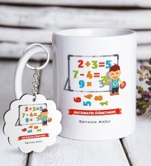 Kişiye Özel Matematik Öğretmeni Beyaz Kupa ve Anahtarlık Hediye Seti-5