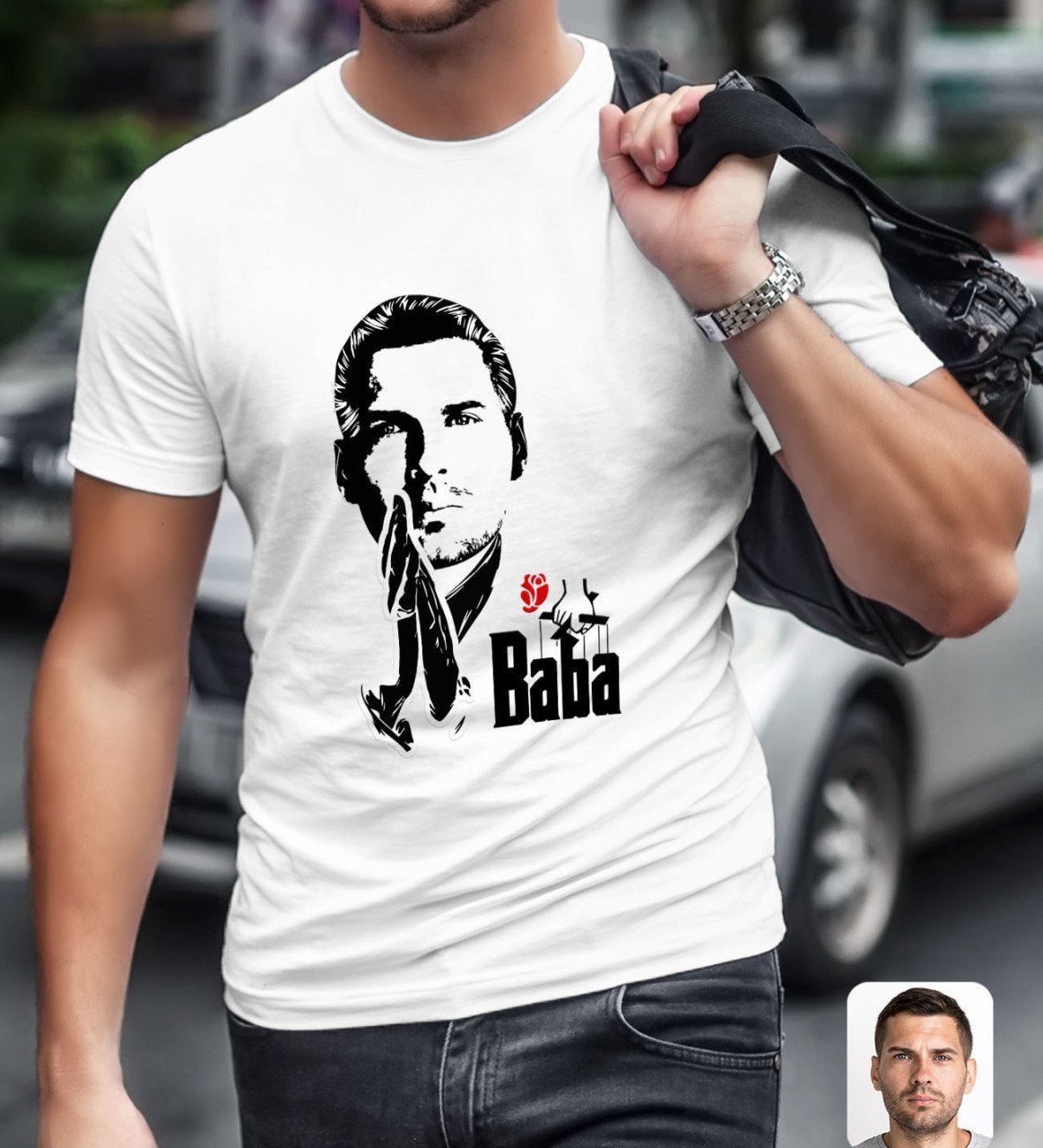 Kişiye Özel Godfather Baba Tasarımlı Beyaz T-Shirt-1