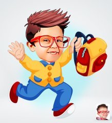 Kişiye Özel Erkek Öğrenci Tasarımlı Dijital Karikatür-1