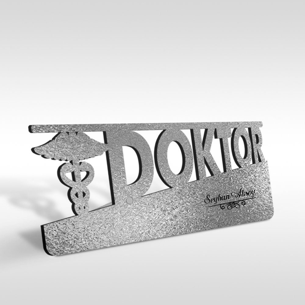 Kişiye Özel Mesleki Doktor Ahşap Masa İsimliği (Model E21)