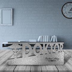 Kişiye Özel Mesleki Doktor Ahşap Masa İsimliği (Model E21)